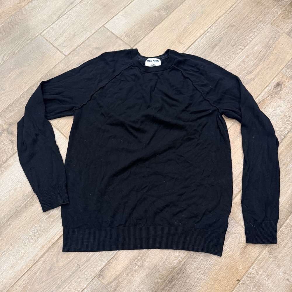 Old Navy Womens Black Raglan Sleeve Crew Neck Sweater Size Large Tall L TALL